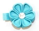 On Bright (Turquoise) Blue Days, I flap my Wings...Turquoise Blue Ribbon Flower Hairclip