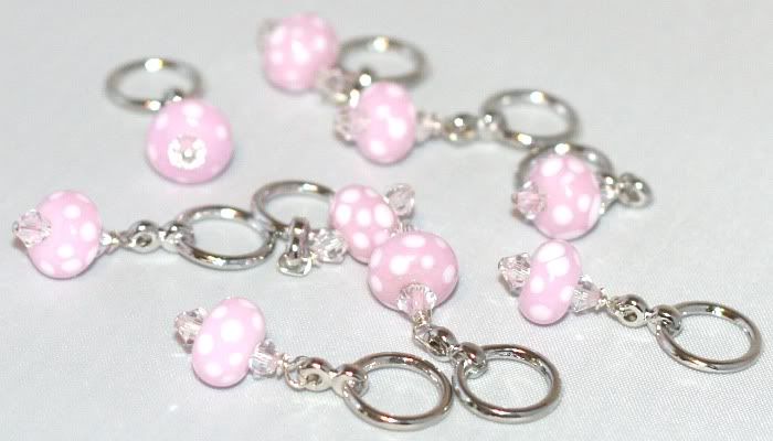 Pink Lemonade Shop and Rising Sun Earthworks~ Set of 9 Glass and Crystal Stitch Markers