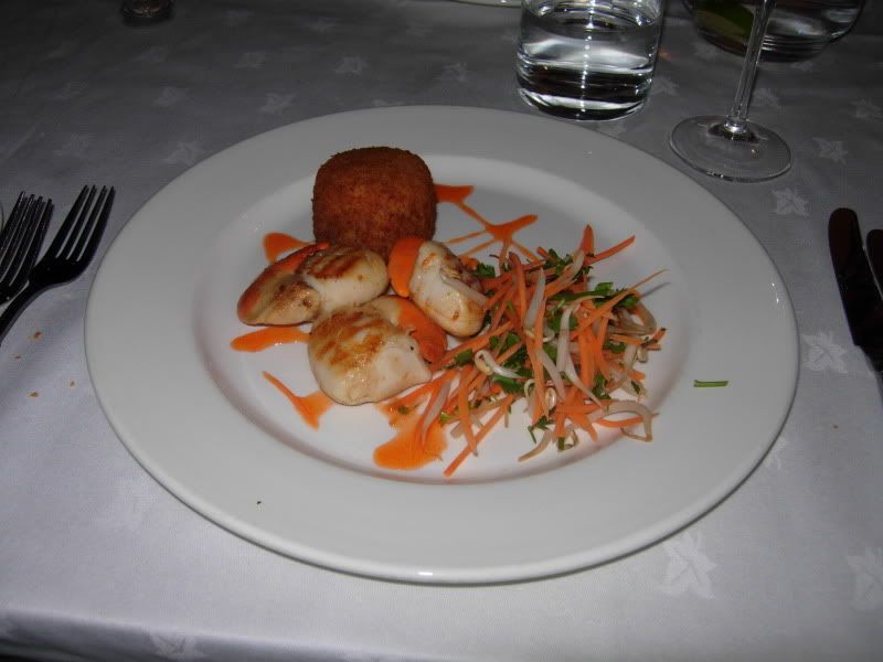 Scallops and fishcake at the Inn at Whitewell