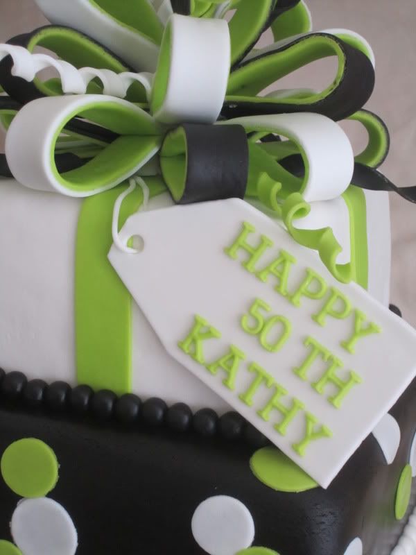 50th birthday cake,black and green cake