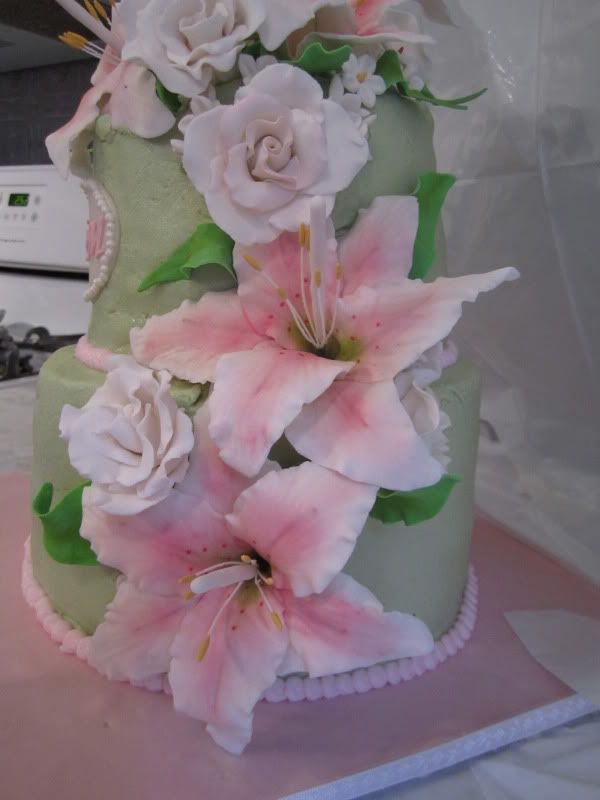 Pink and Sage with lilies