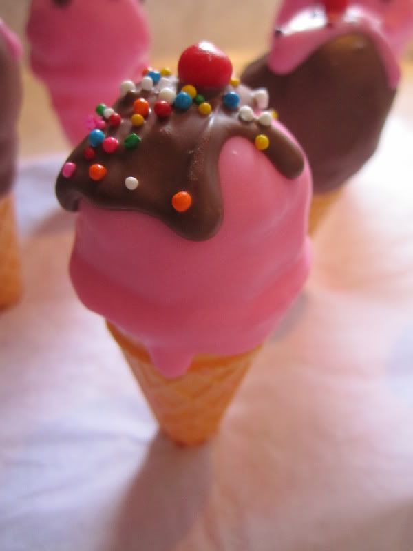 Ice cream cone cake balls