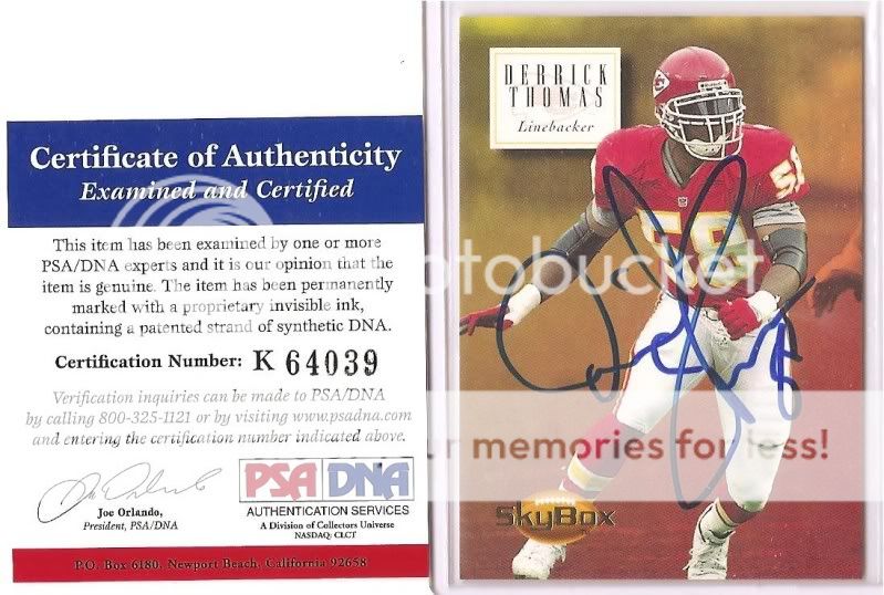 Derrick Thomas Signed Card PSA DNA Auto KC Chiefs NFL  